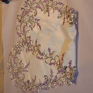 Kitchen table runner. Lavender lace polyester